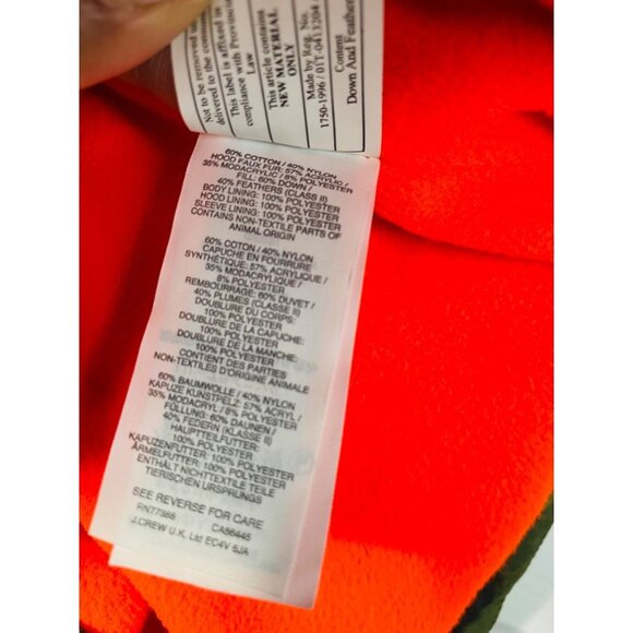 J. Crew Crewcuts Size 2 Kids Army Green Camouflage Down Winter Jacket Fur Hood - Picture 5 of 8